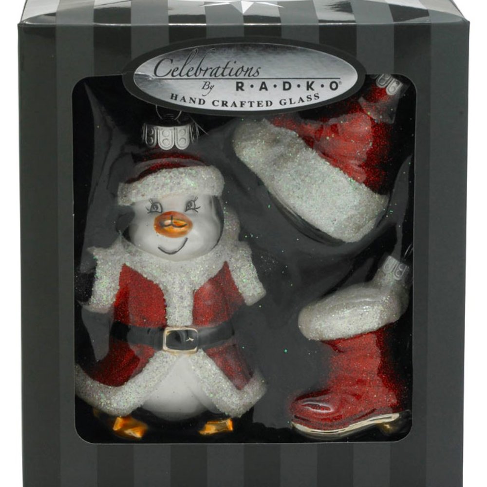 3pc Radko Celebrations Santa Penguin Xmas Ornament
